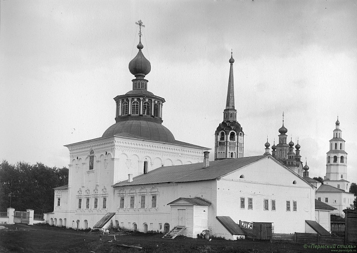 Соликамск_101. Крестовоздвиженский собор (зимний), вид с реки (с северо-запада). Начало ХХ века